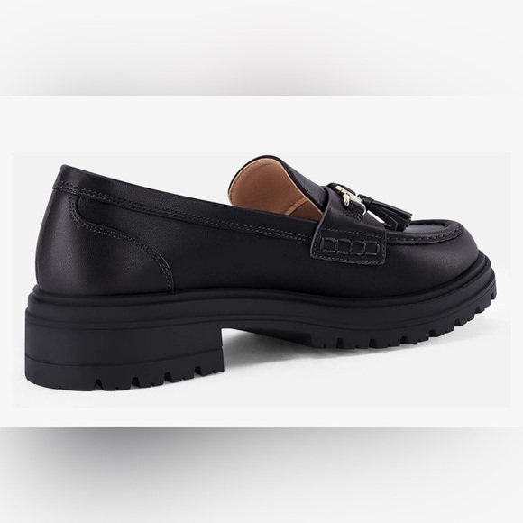 New Womens Lug Sole Platform Mid Chunky Heel Loafers Classic Round Toe Slip - Picture 10 of 11